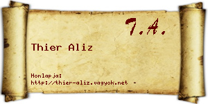 Thier Aliz névjegykártya